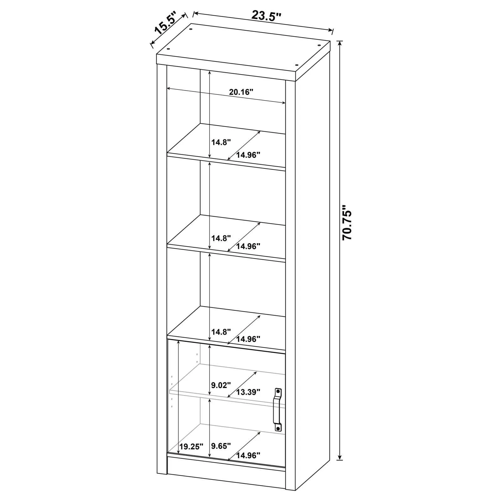 Burke Gray Driftwood 3-Shelf Media Tower With Storage Cabinet - Image 9