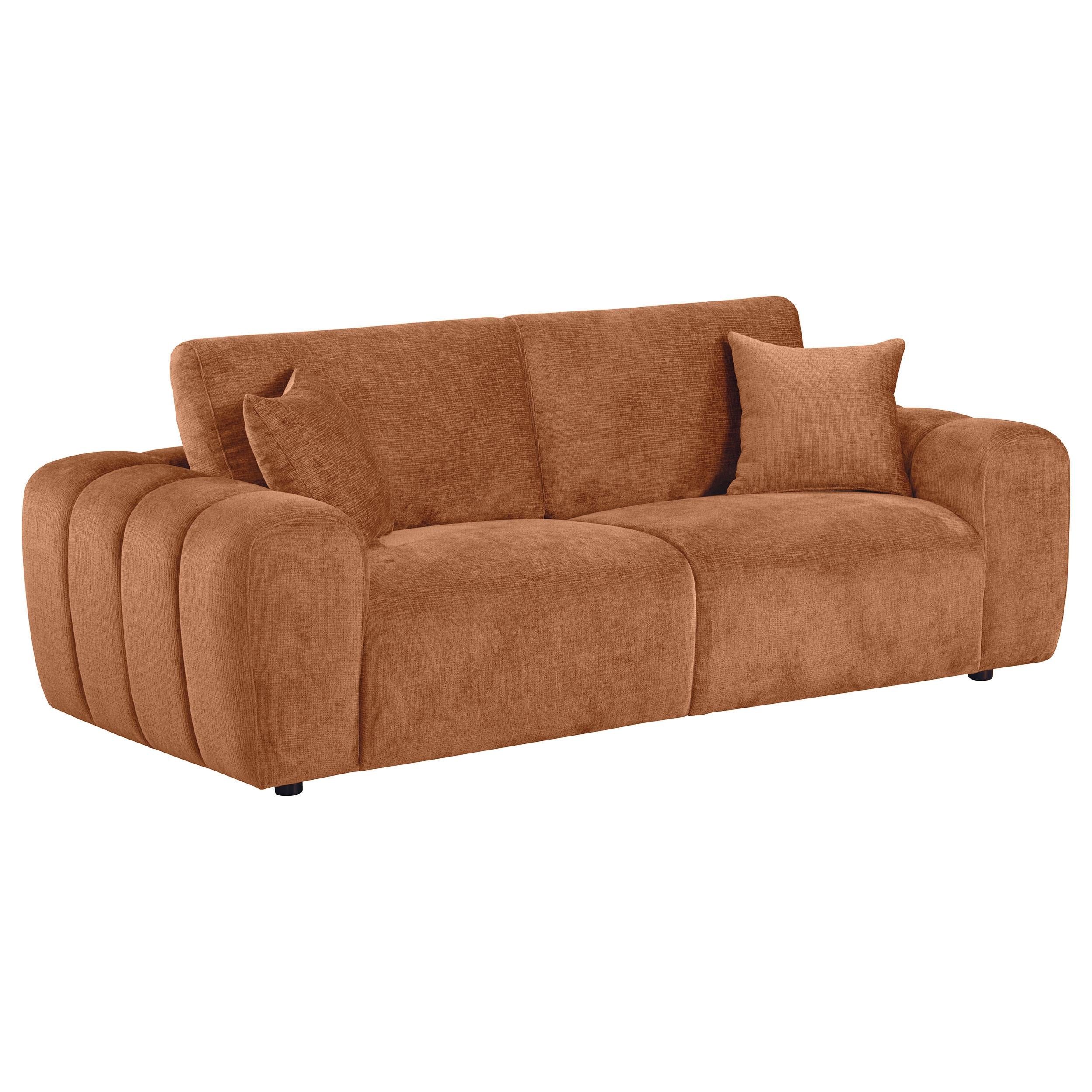 Burnett Chenille Upholstered Wide Arm Sofa Burnt Orange - Image 3