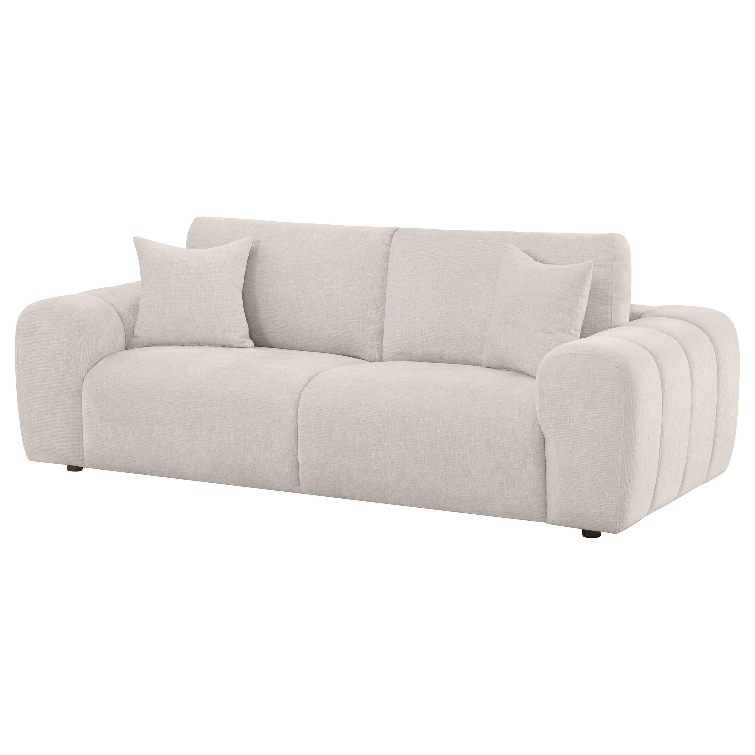 Burnett Chenille Upholstered Wide Arm Sofa Ivory - Image 4