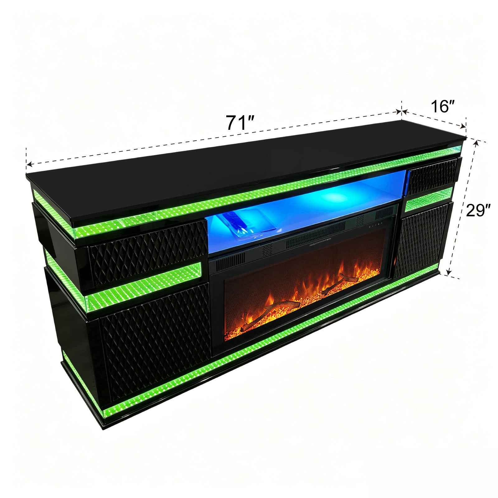 Burning Oak Black Fire Place - Image 2