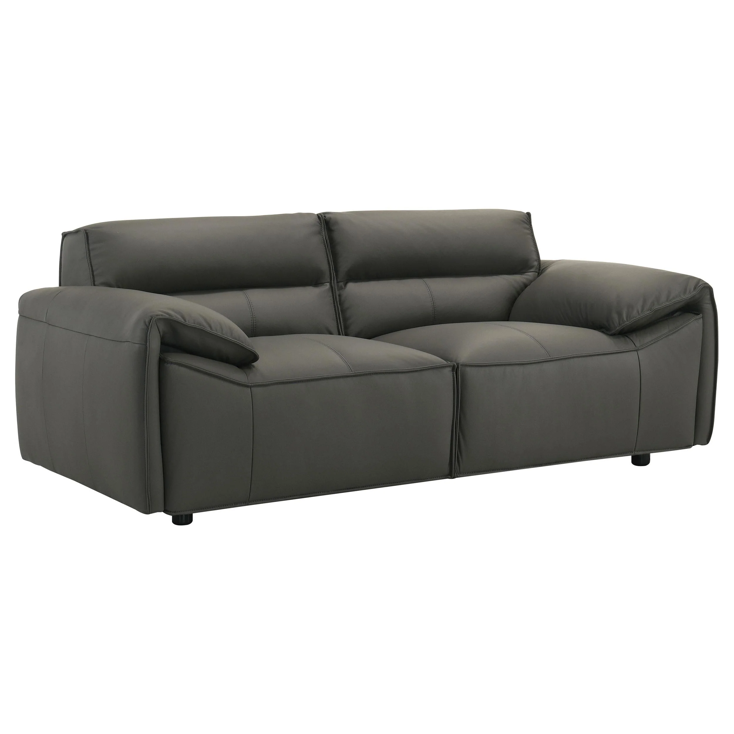 Buxton Graphite Top Grain Leather Upholstered Loveseat