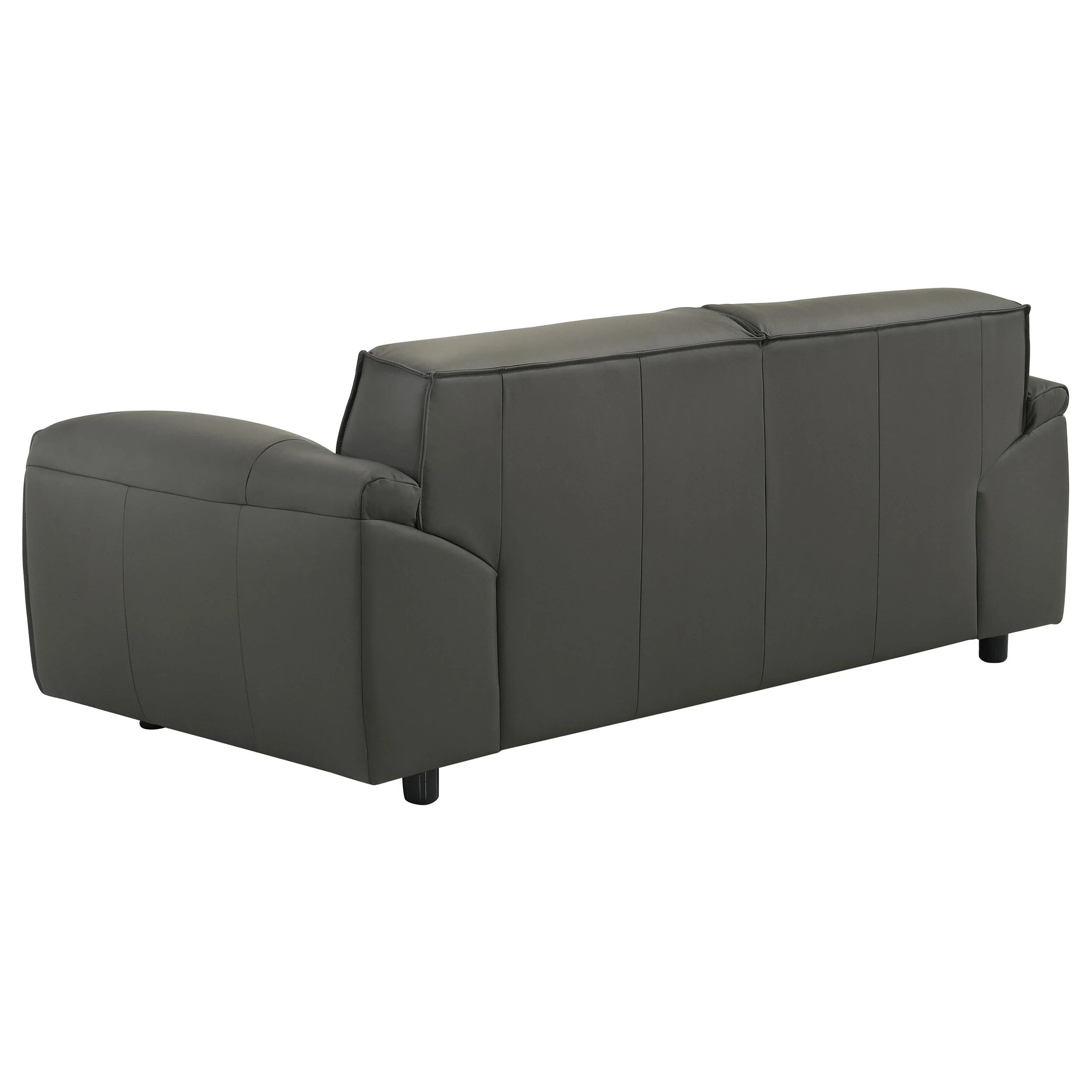 Buxton Graphite Top Grain Leather Upholstered Loveseat - Image 5