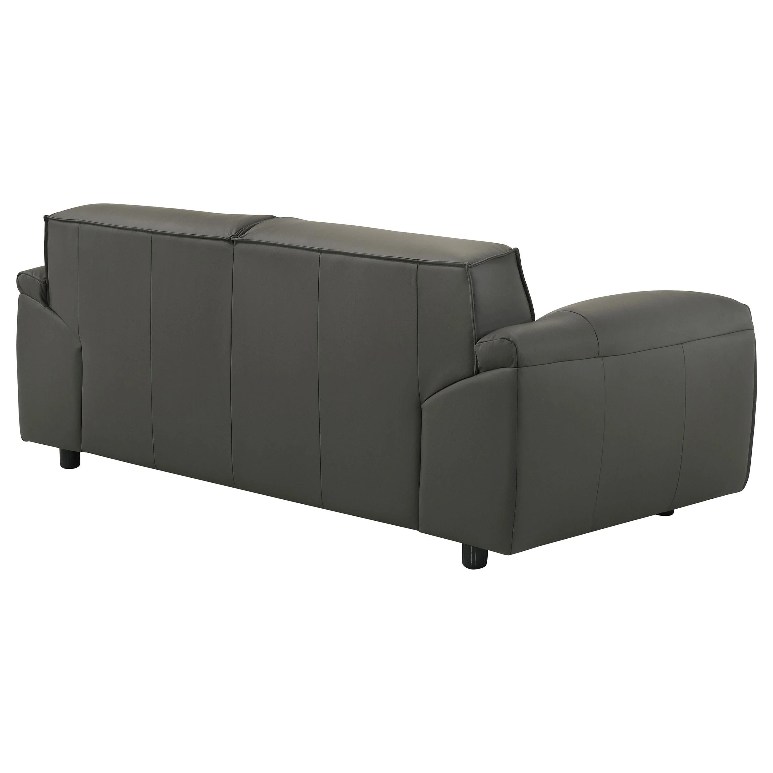 Buxton Graphite Top Grain Leather Upholstered Loveseat - Image 7