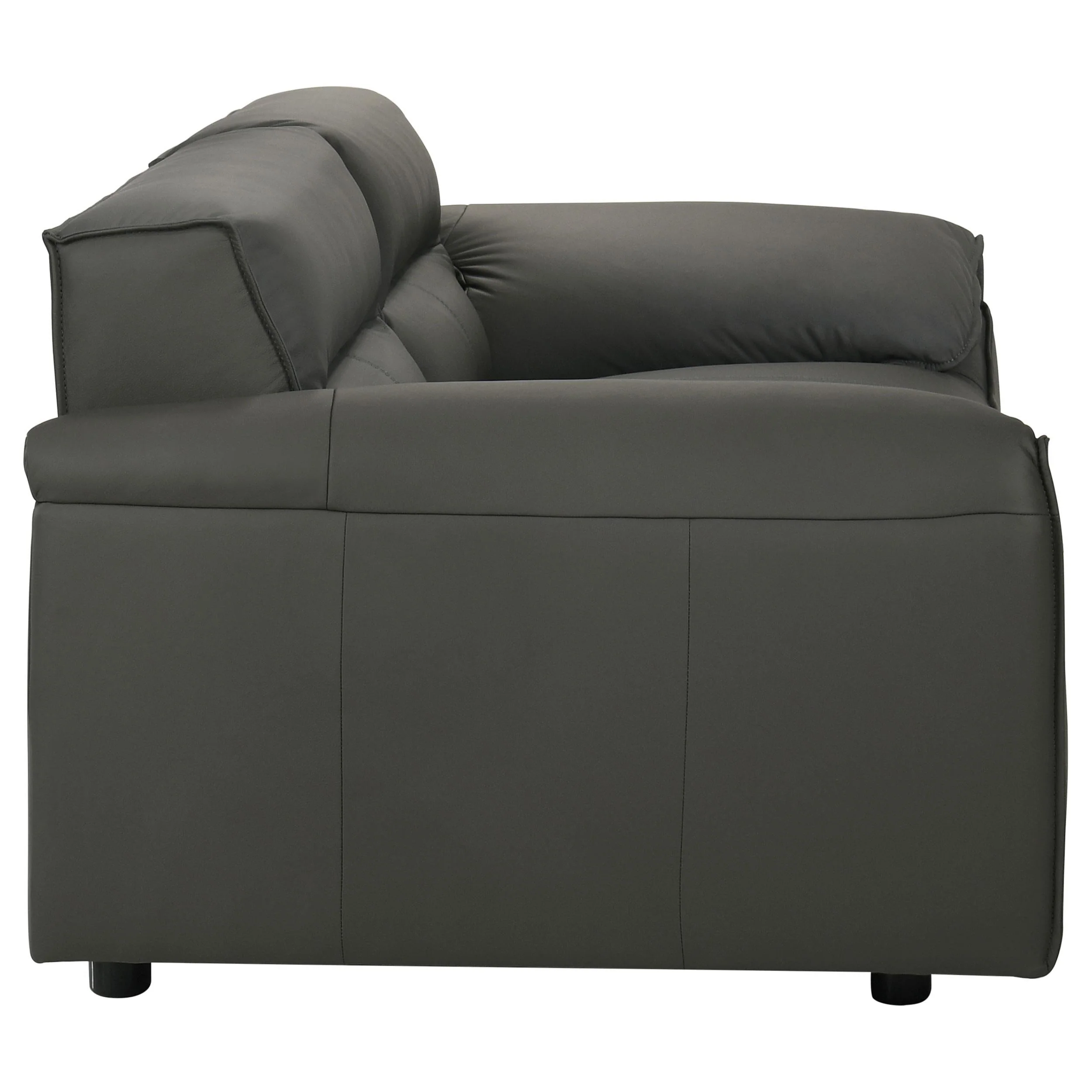 Buxton Graphite Top Grain Leather Upholstered Loveseat - Image 8