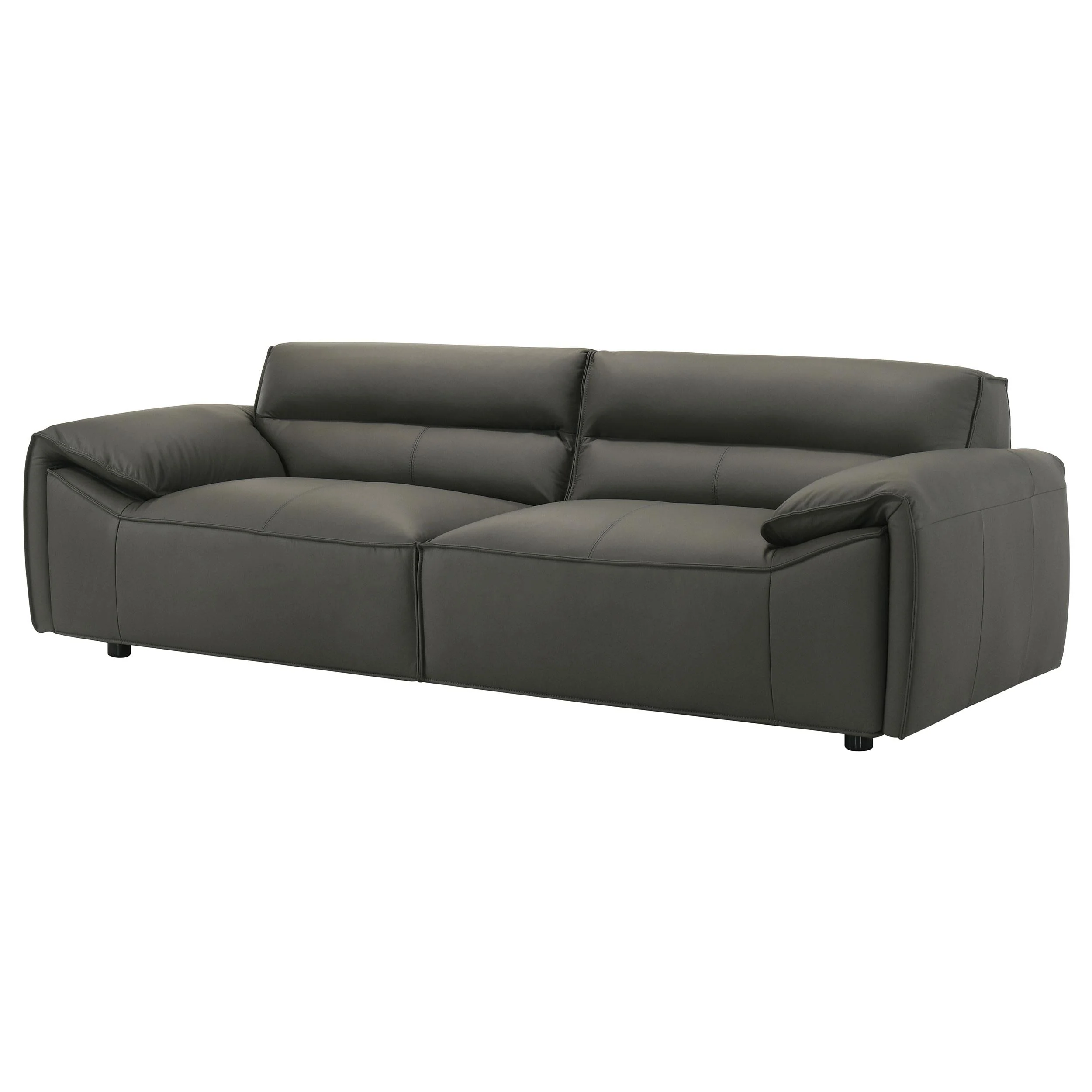 Buxton Graphite Top Grain Leather Upholstered Sofa - Image 3