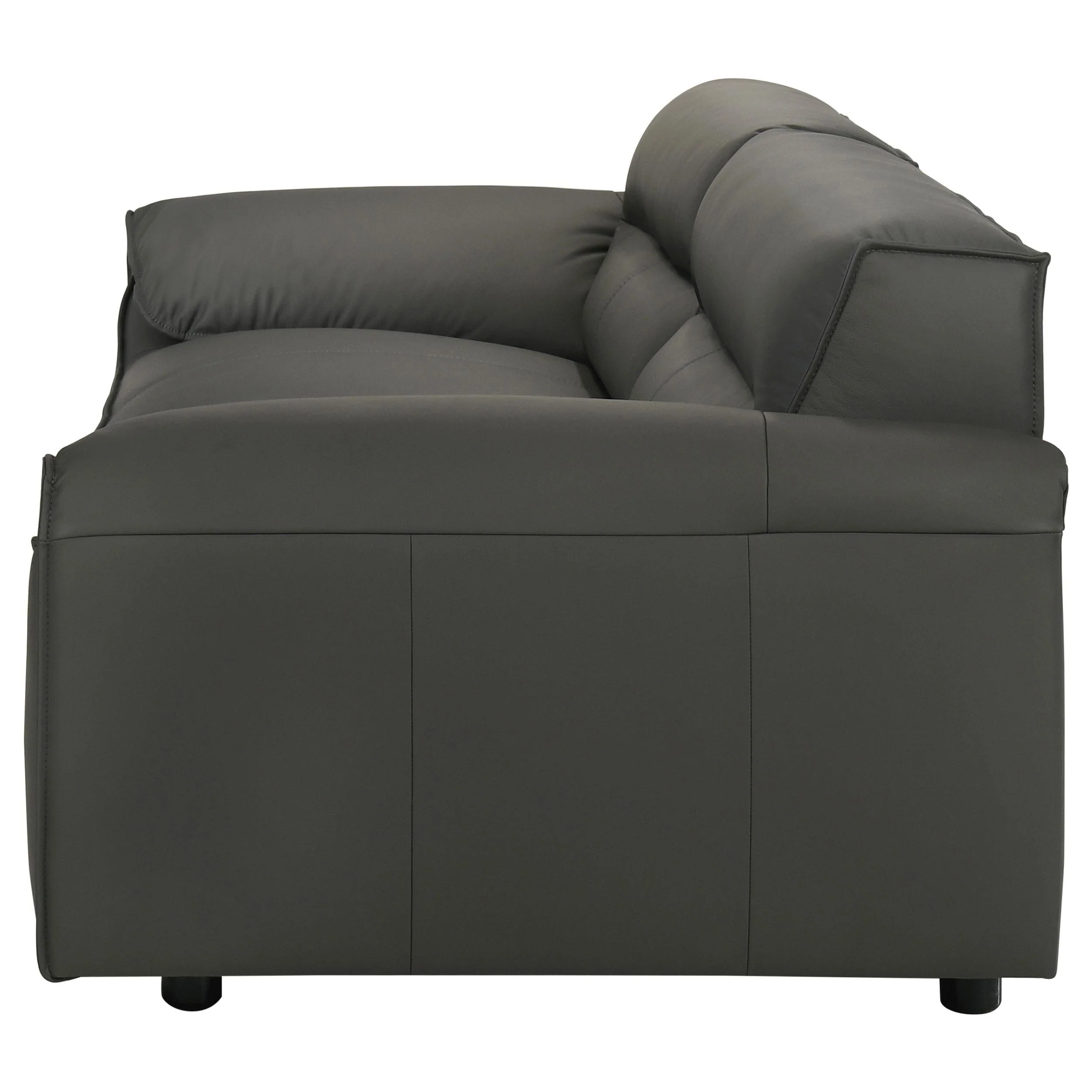 Buxton Graphite Top Grain Leather Upholstered Sofa - Image 4