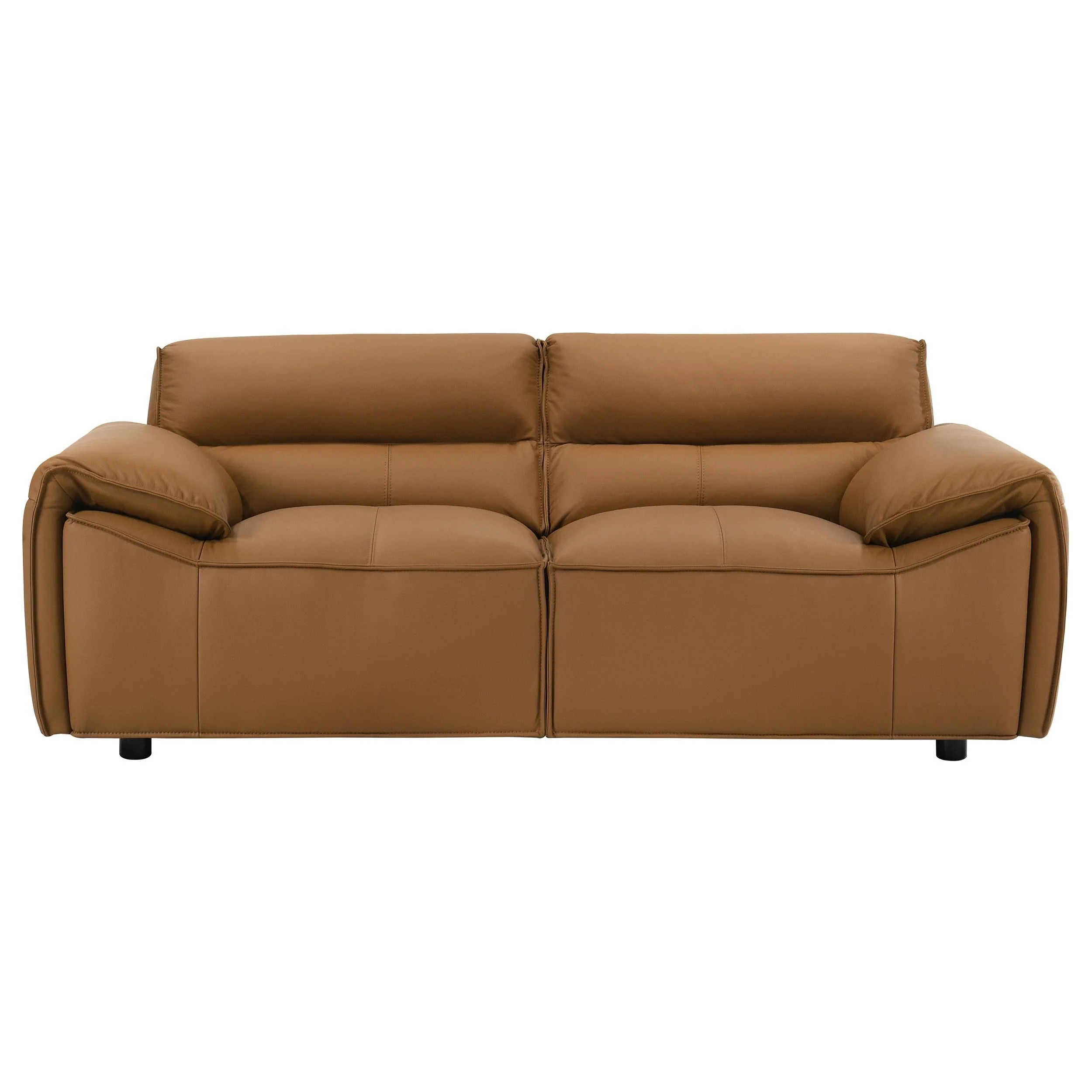 Buxton Orange Top Grain Leather Upholstered Loveseat - Image 2