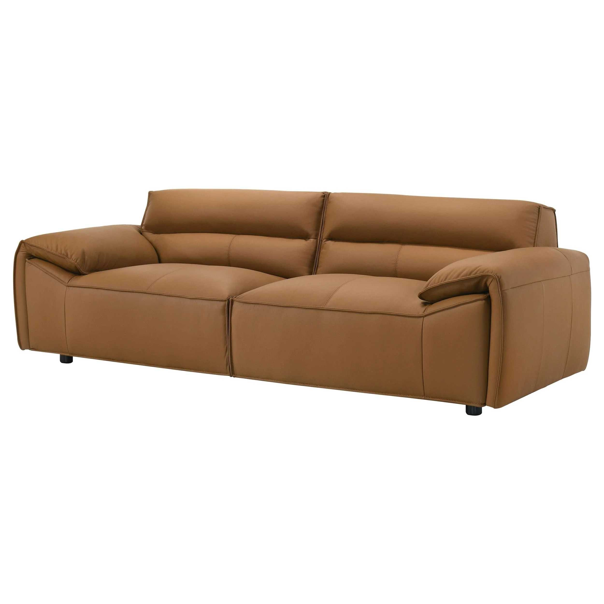 Buxton Orange Top Grain Leather Upholstered Sofa - Image 3