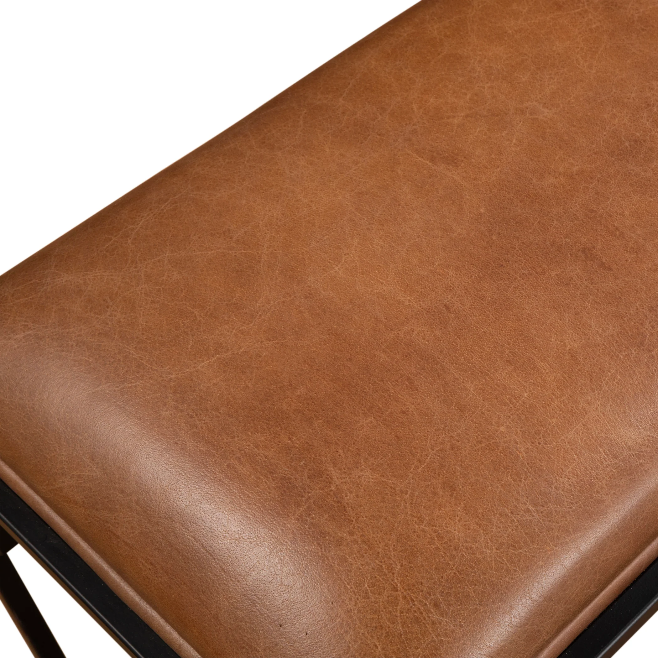 New York 62" Bench in Cognac Leather and Iron - Image 2
