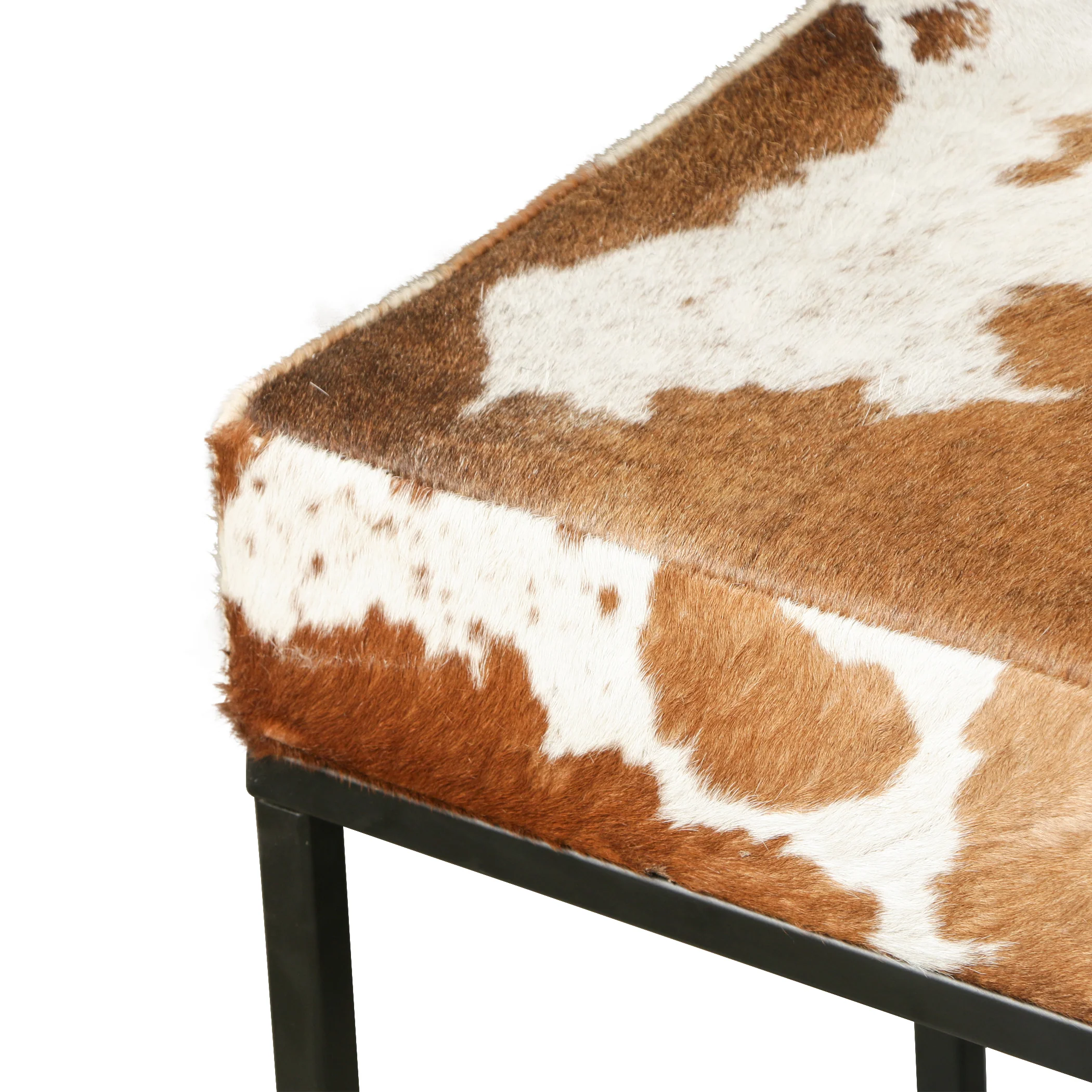New York 54" Bench in Brown Cowhide Leather and Iron - Image 2