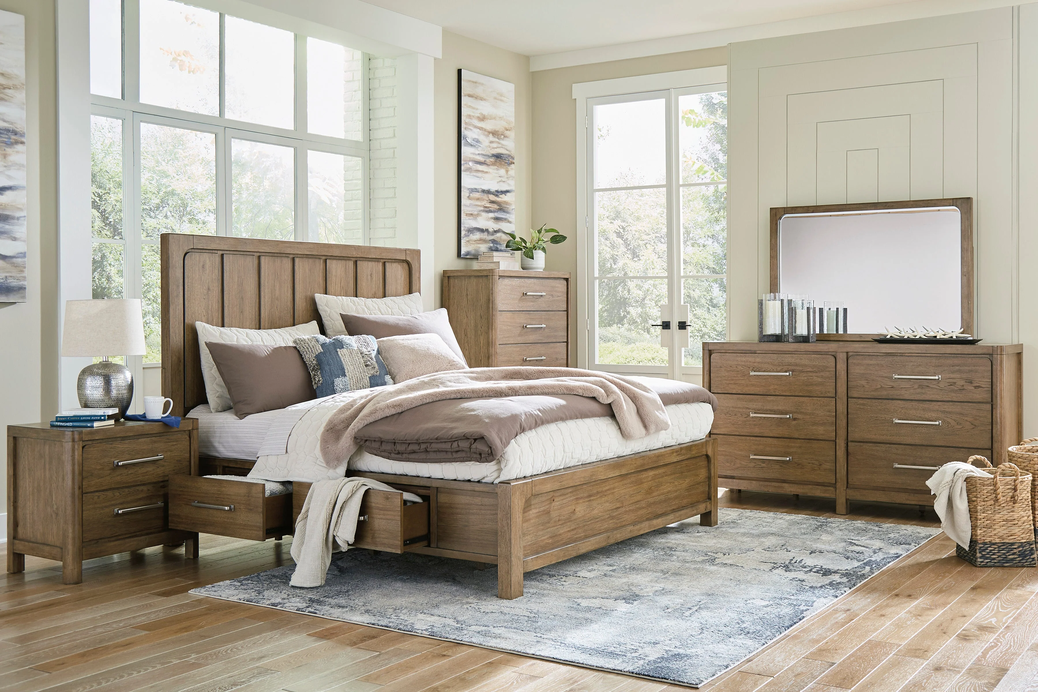 Cabalynn Light Brown Panel Storage Bedroom Set