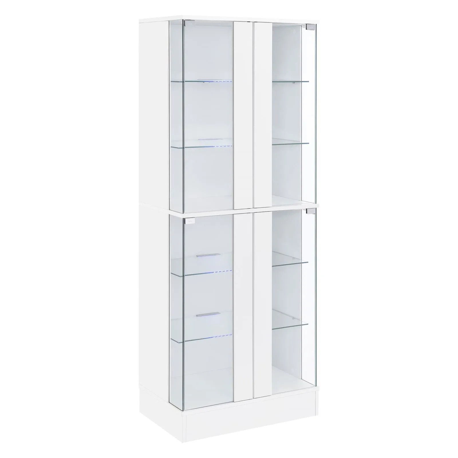 Cabra Display Case Curio Cabinet with Glass Shelves and LED Lighting White High Gloss - Image 3