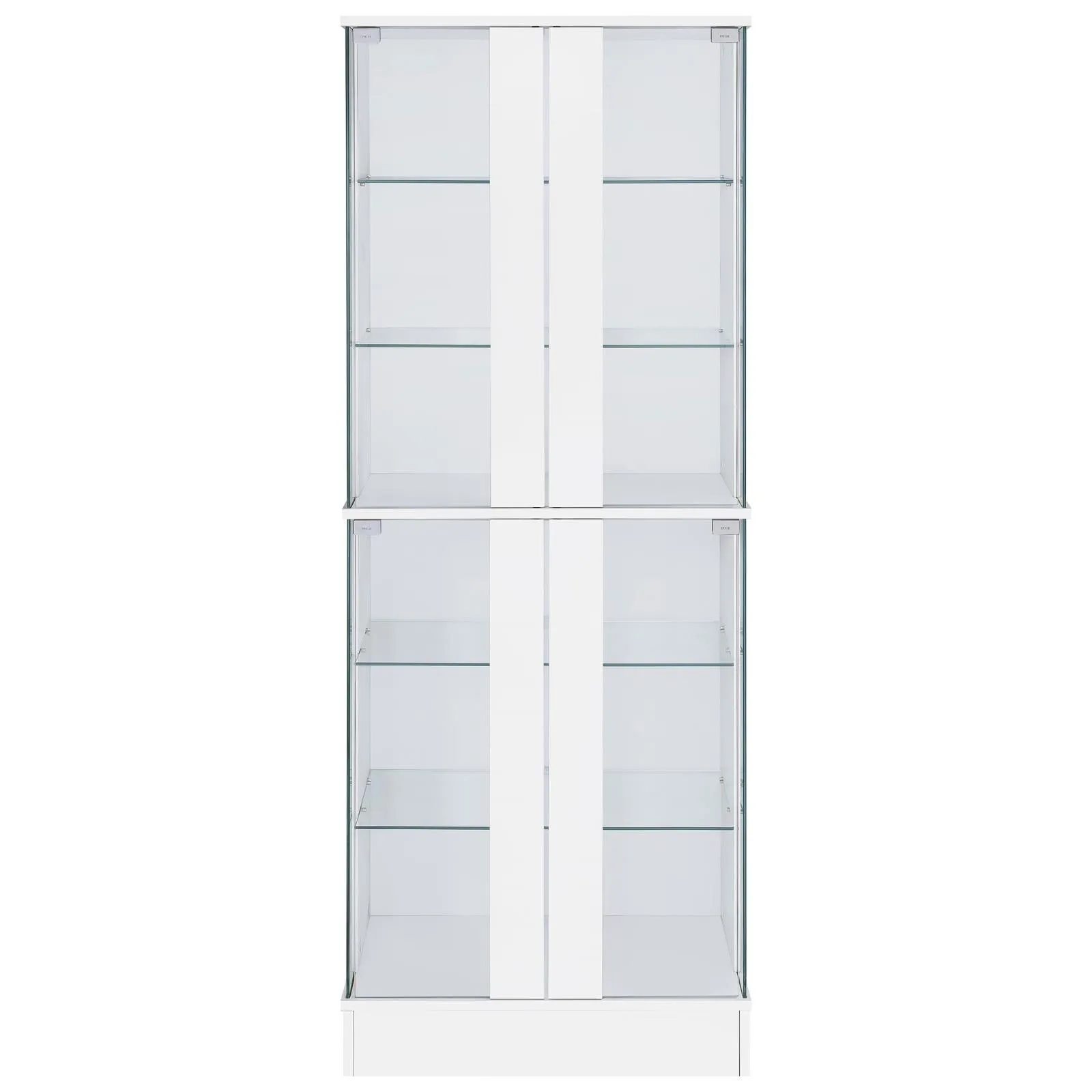 Cabra Display Case Curio Cabinet with Glass Shelves and LED Lighting White High Gloss - Image 5