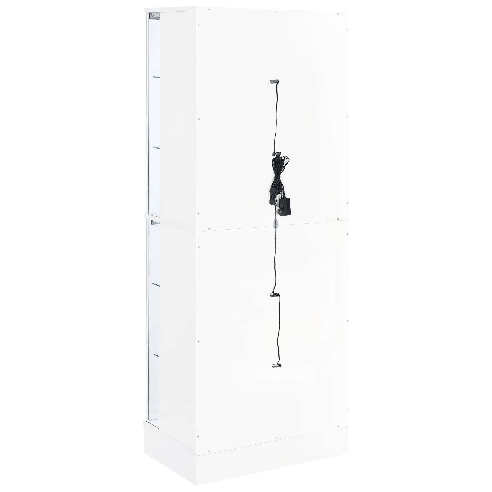 Cabra Display Case Curio Cabinet with Glass Shelves and LED Lighting White High Gloss - Image 8