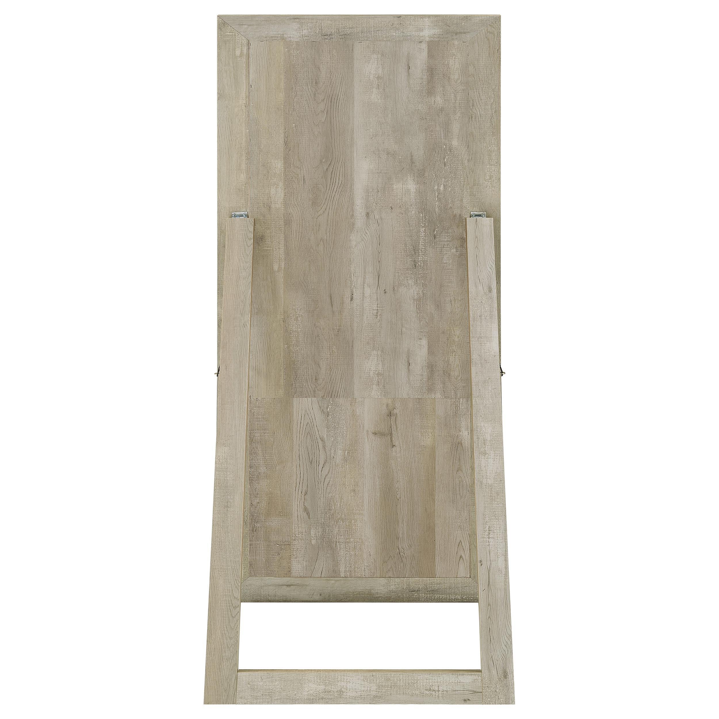 Cadence Gray Tempered Glass Washed Oak Full Length Standing Mirror - Image 4