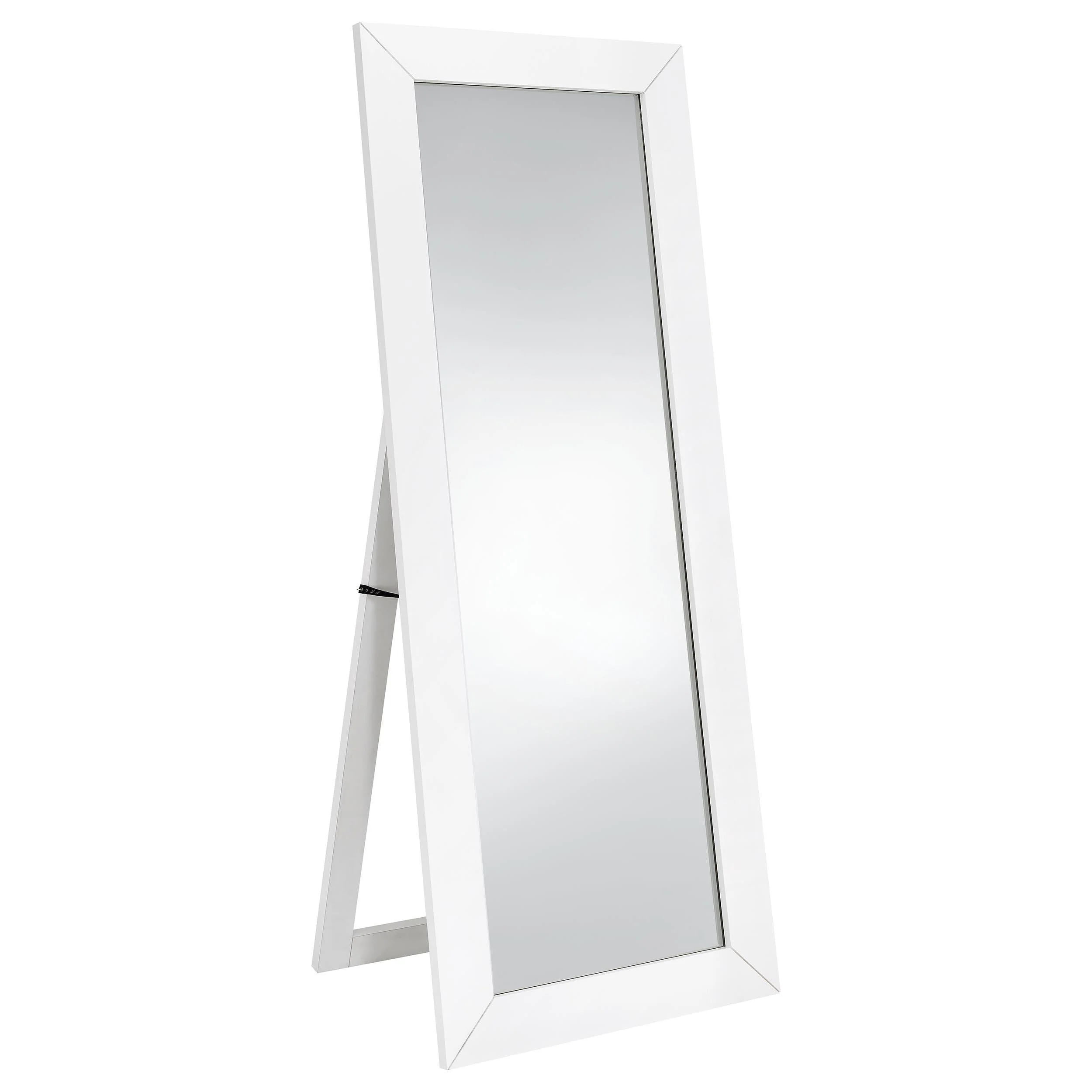 Cadence White Tempered Glass High Gloss Full Length Standing Mirror - Image 2