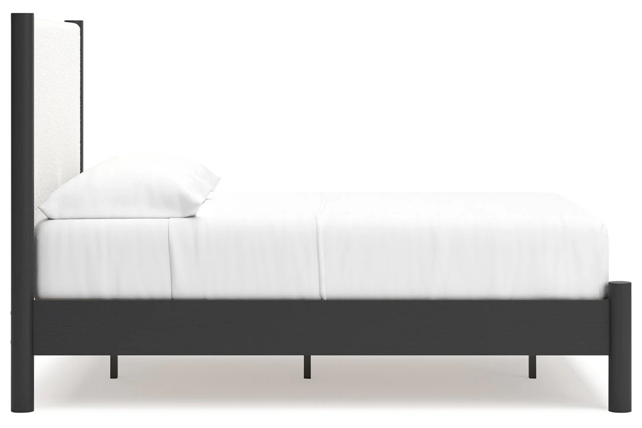 Cadmori Black/White Full Upholstered Platform Bed - Image 8