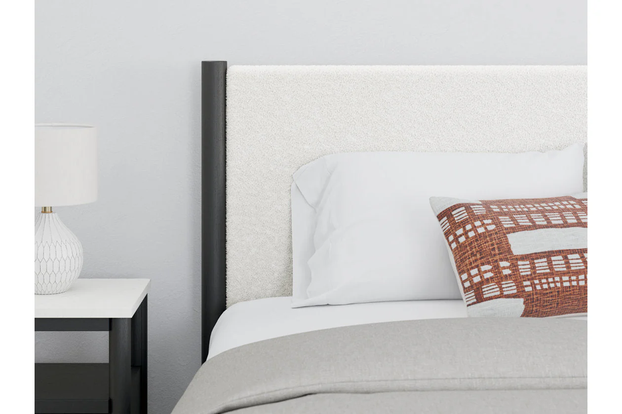 Cadmori Black/White Full Upholstered Platform Bed - Image 9