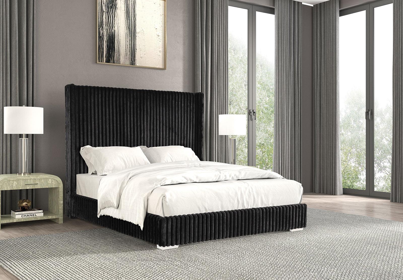 Cadwell Black King Upholstered Platform Bed - Image 3