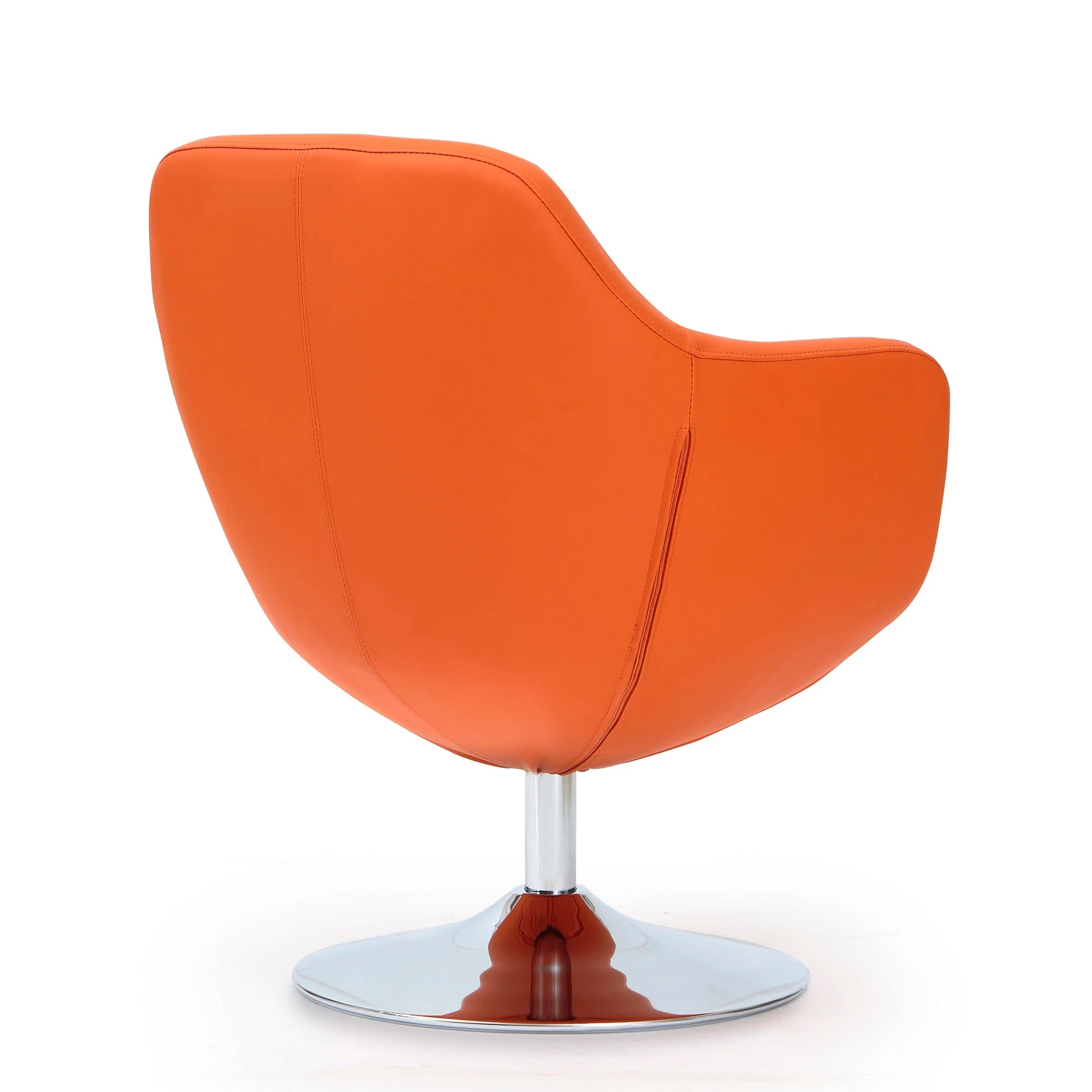 Caisson Faux Leather Swivel Accent Chair in Orange and Polished Chrome (set of 2) - Image 6