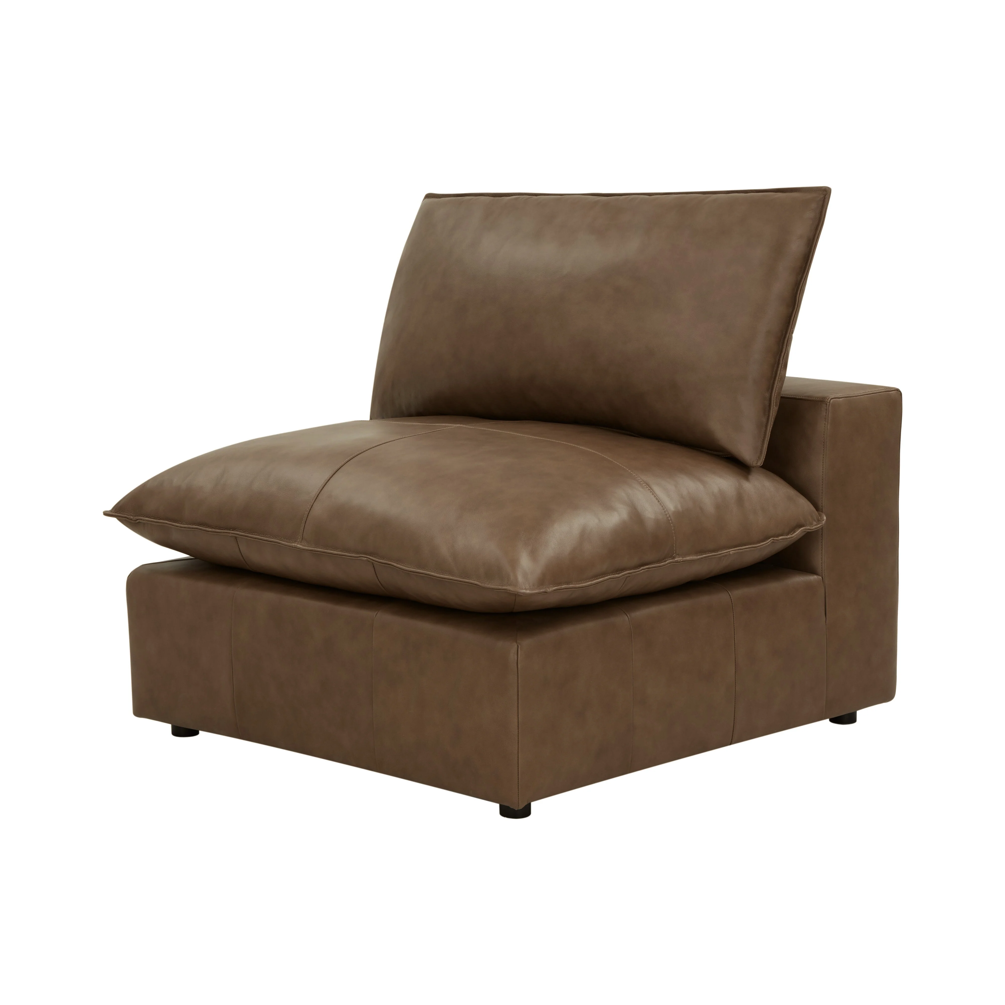 Cali Brown Leather Modular Armless Chair - Image 2