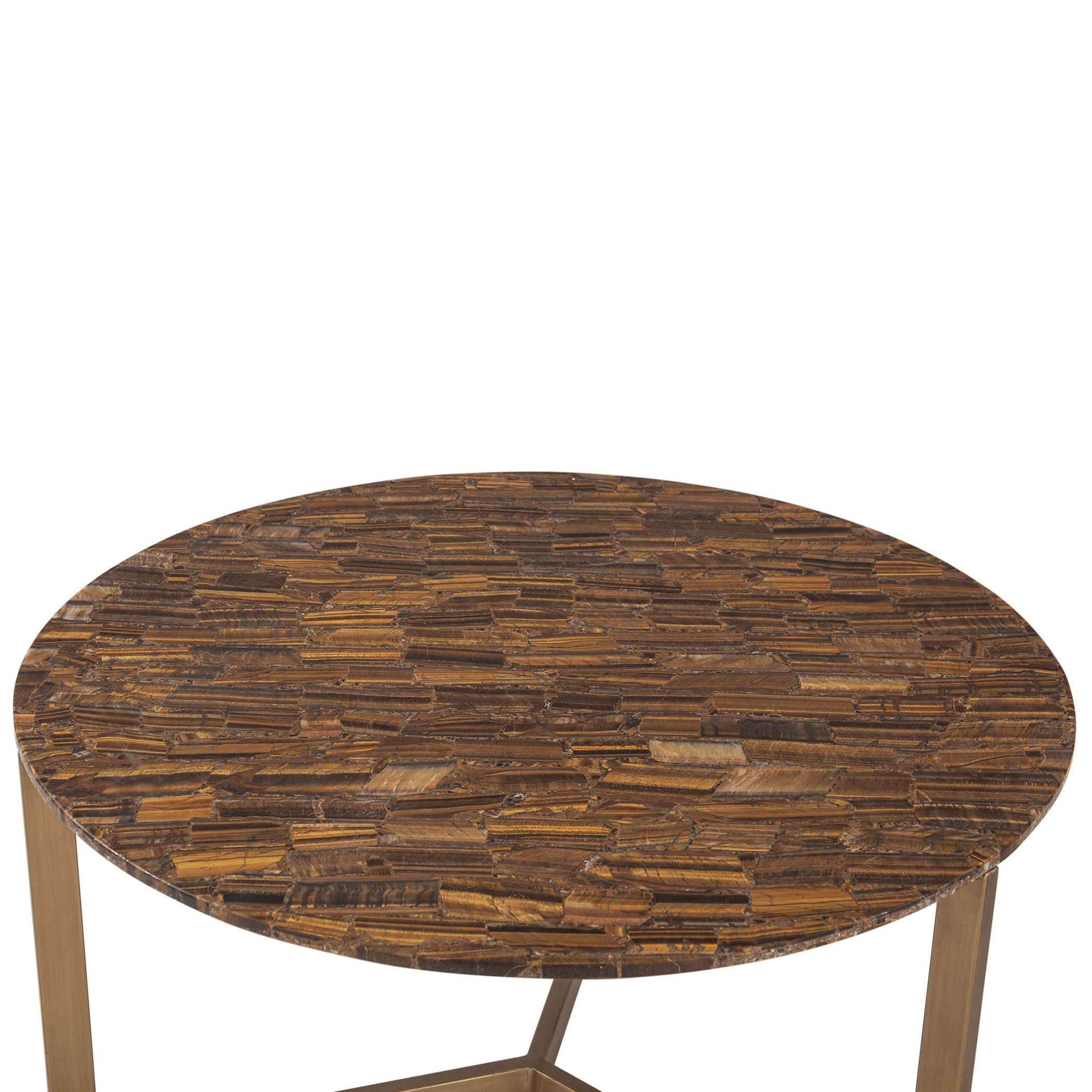 Calico 36" Coffee Table in Tiger Eye with Antique Gold Base - Image 4