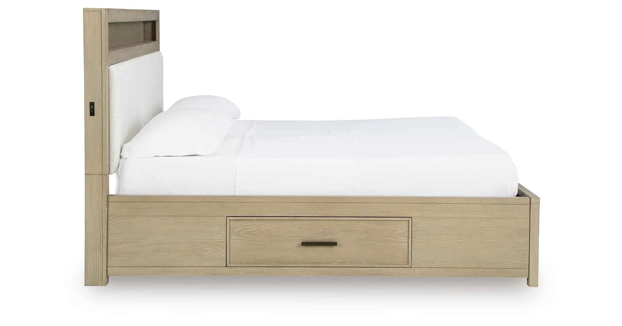 Calmoro Gray Bookcase Storage Panel Bedroom Set - Image 7