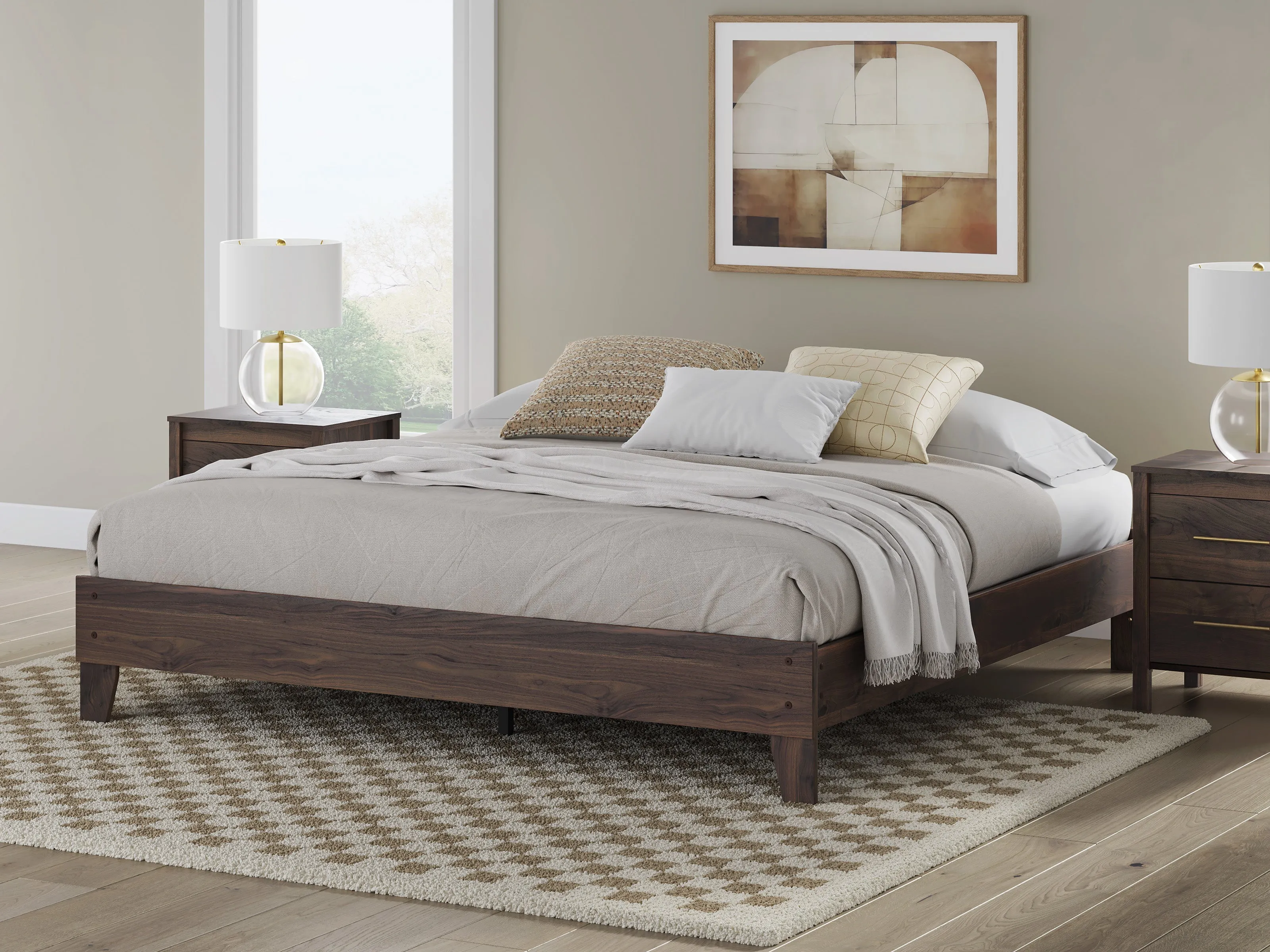 Calverson Brown King Platform Base Bed