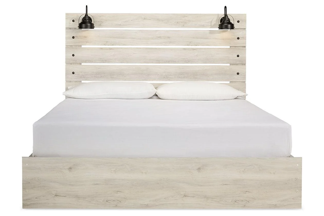 Cambeck Whitewash King Platform Bed with 2 Storage Drawers - Image 4