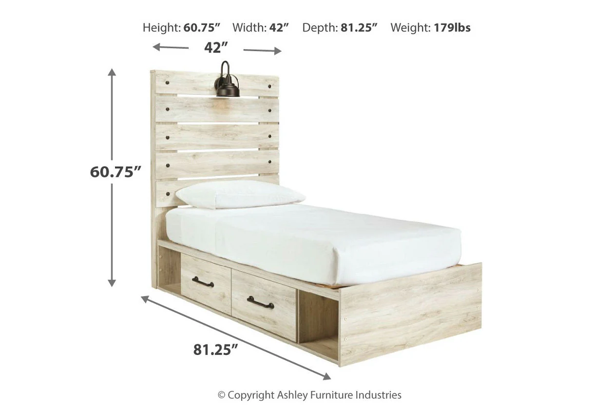 Cambeck Whitewash Twin Storage Platform Bed with 2 Drawers - Image 4