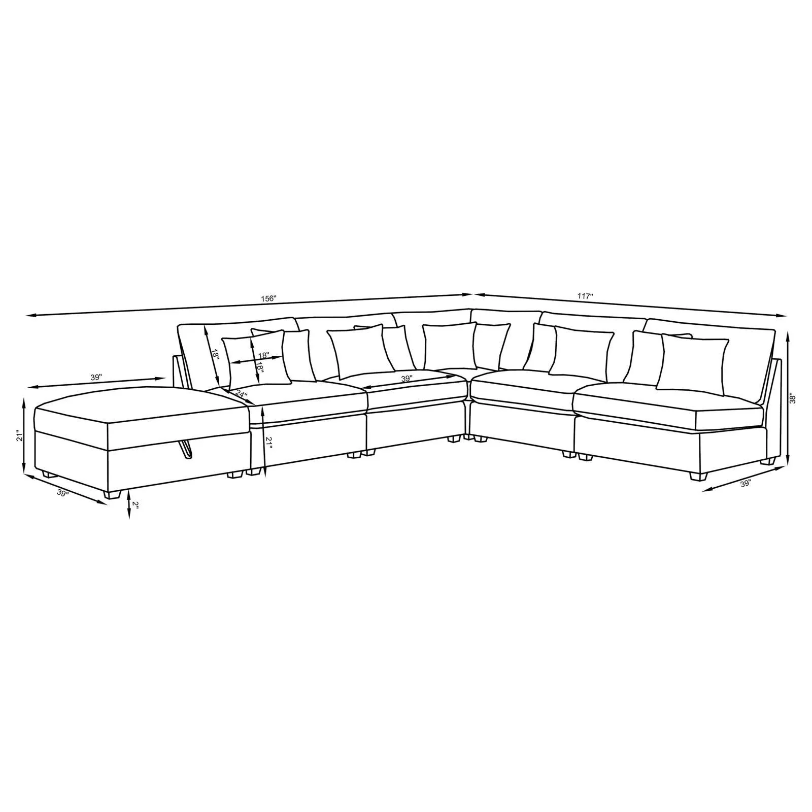Cambria Grey 4-piece Upholstered Modular Sectional - Image 11