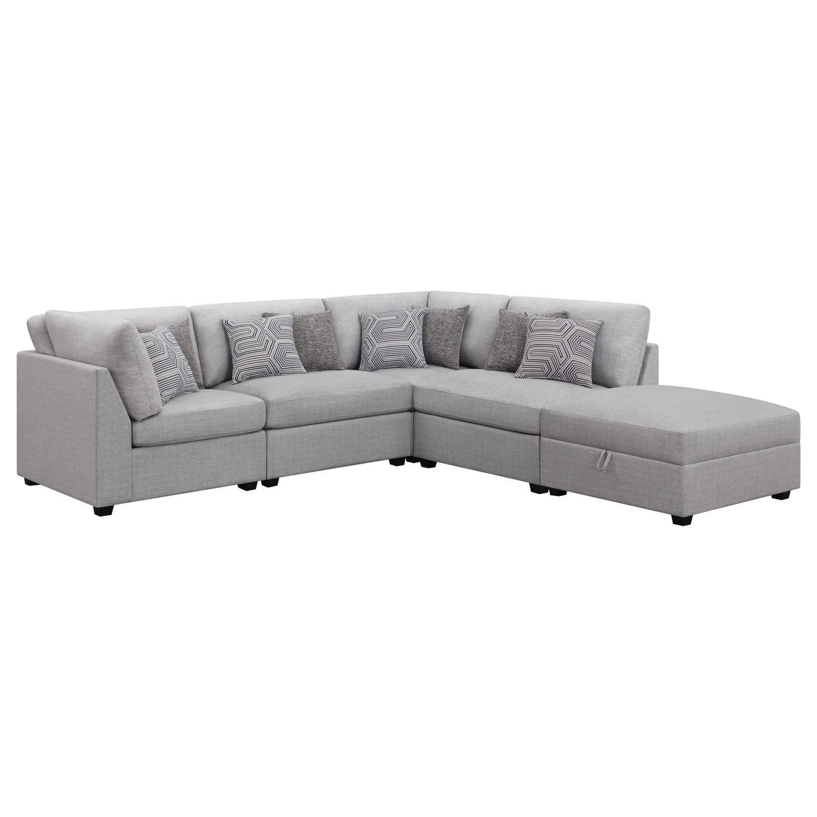 Cambria Grey 5-piece Upholstered Modular Sectional - Image 16