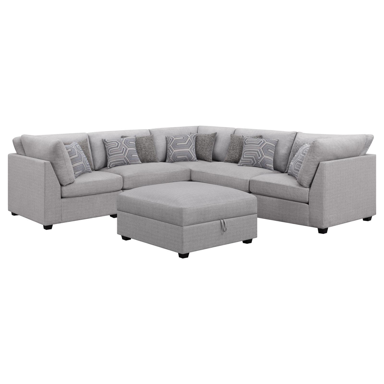 Cambria Grey 6-piece Upholstered Modular Sectional - Image 16