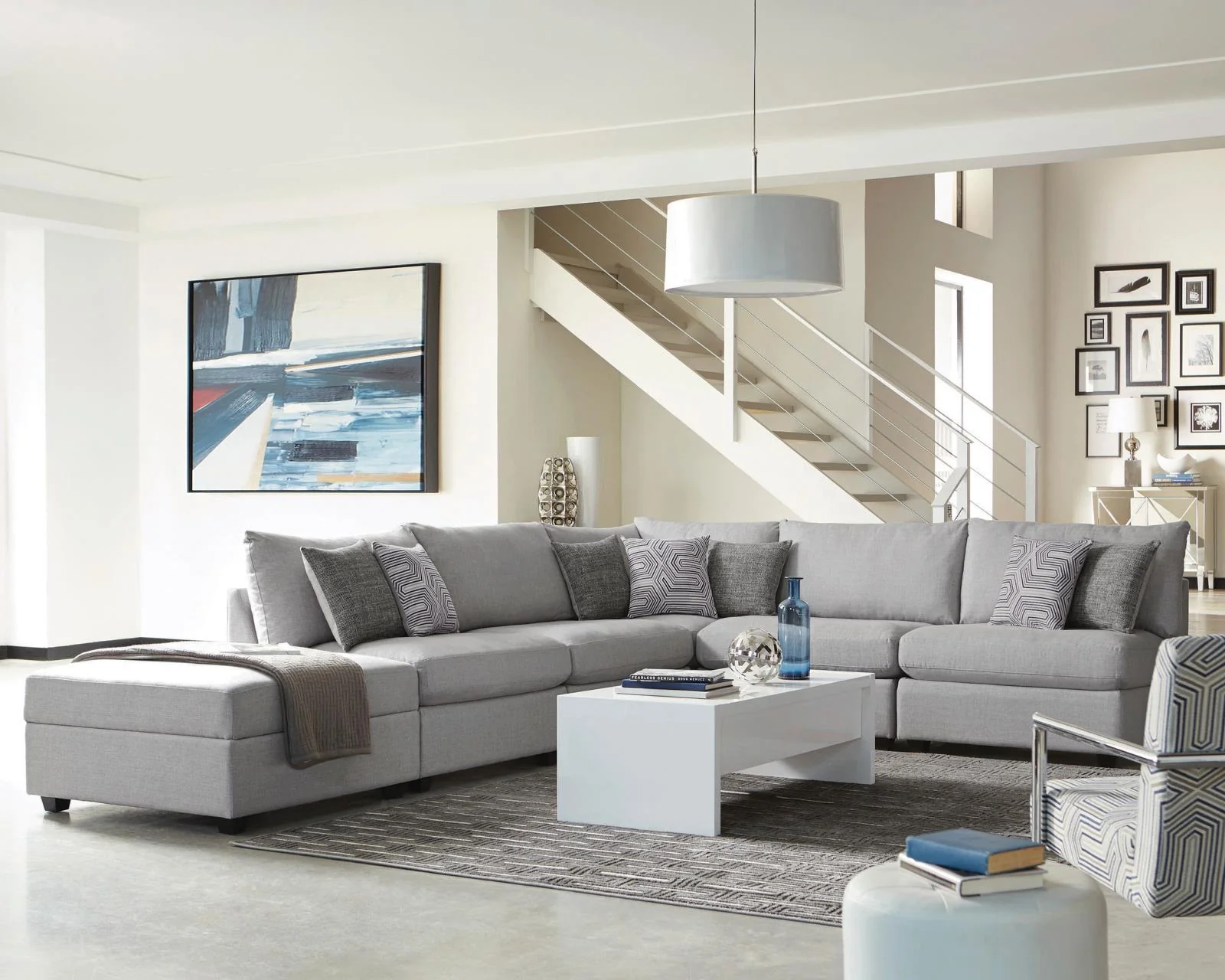 Cambria Grey 4-piece Upholstered Modular Sectional