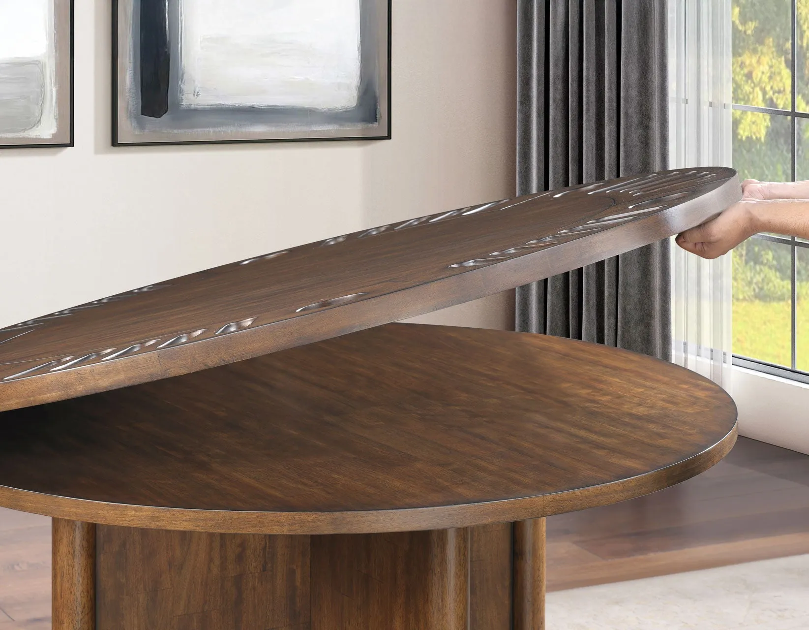 Cambridge Burnished Chestnut Dining Set with Folding Removable Game Top - Image 22