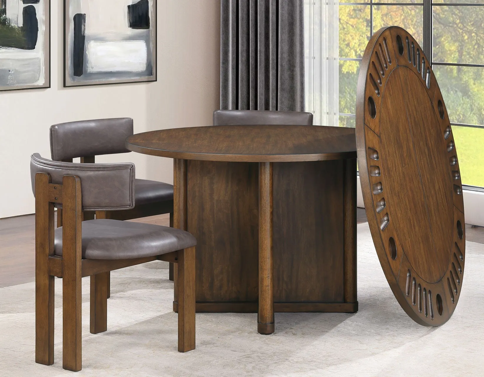 Cambridge Burnished Chestnut Dining Set with Folding Removable Game Top - Image 25