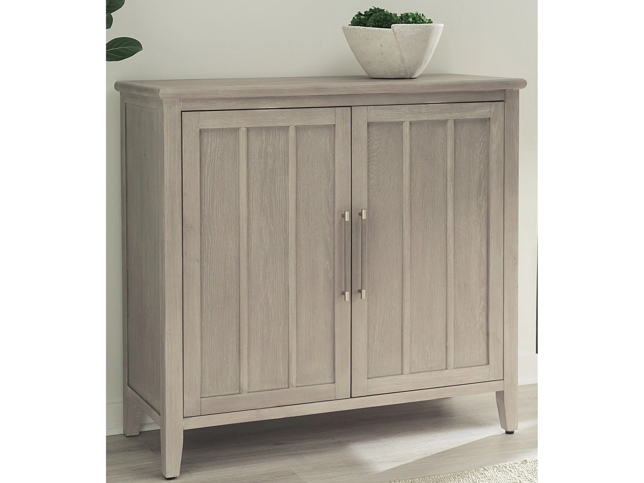 Camden Two Door Two Drawer Bar Cabinet with Stemware Rack and Wine Rack in Chai