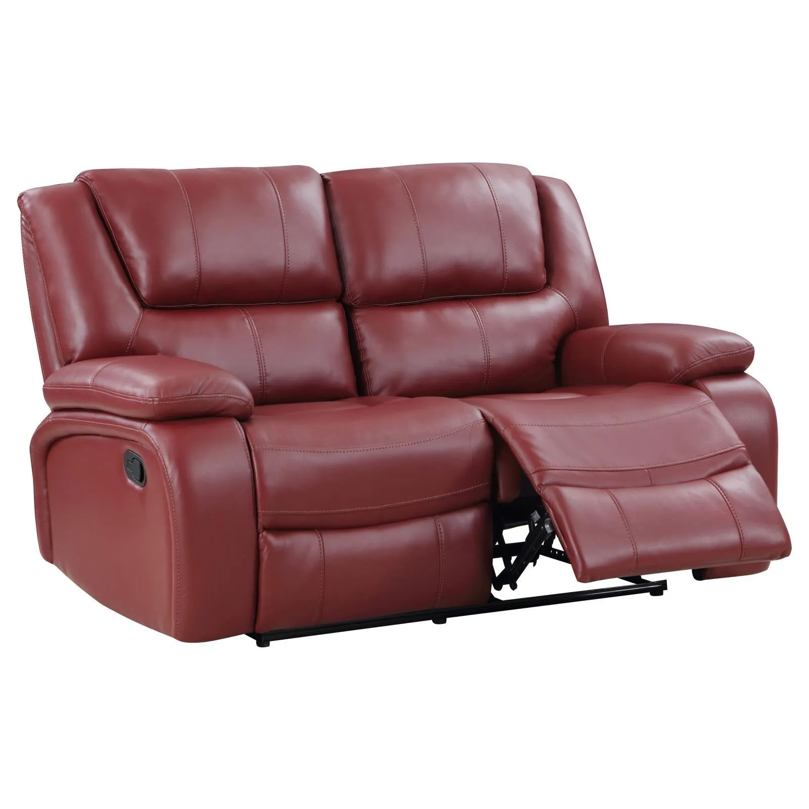 Camila Red Faux Leather 3-piece Upholstered Reclining Sofa Set - Image 6