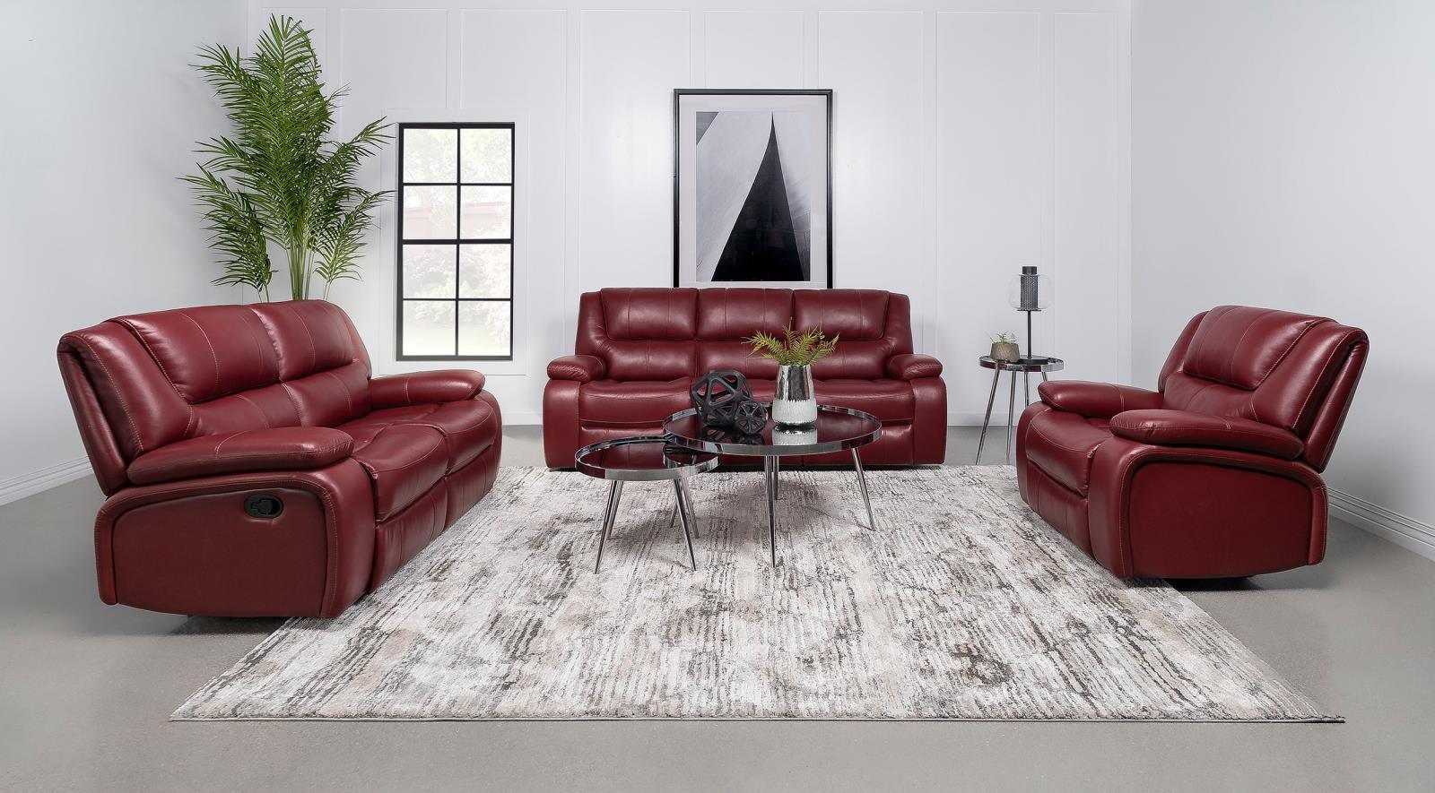 Camila Red Faux Leather Upholstered Motion Reclining Loveseat - Image 10