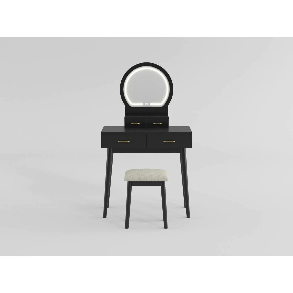 Camilla Black Vanity Dressing Table with Mirror and Stool - Image 12