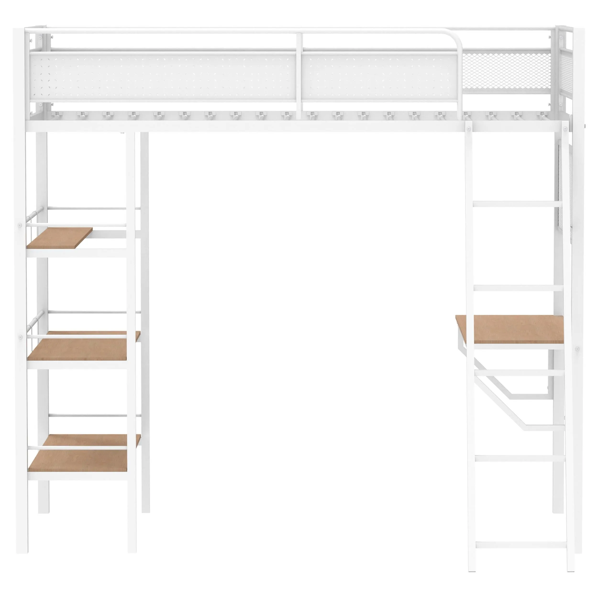 Campus Matte White 3-Shelf Metal Twin Workstation Loft Bed - Image 4