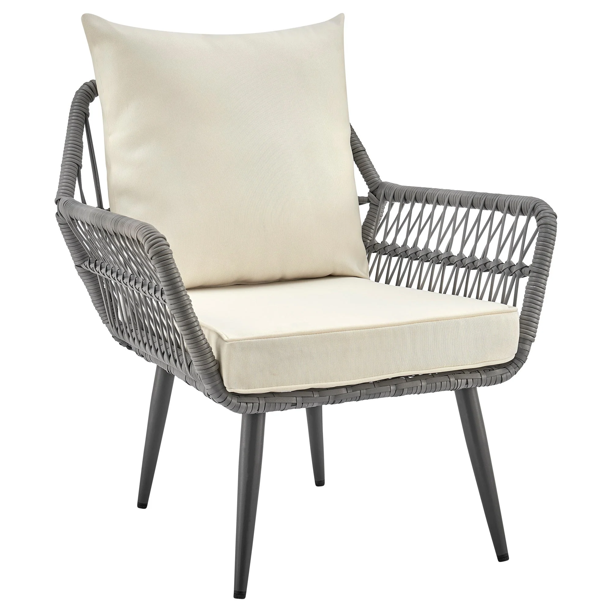 Cannes Patio 2-Person Seating Group with End Table with Cream Cushions - Image 6