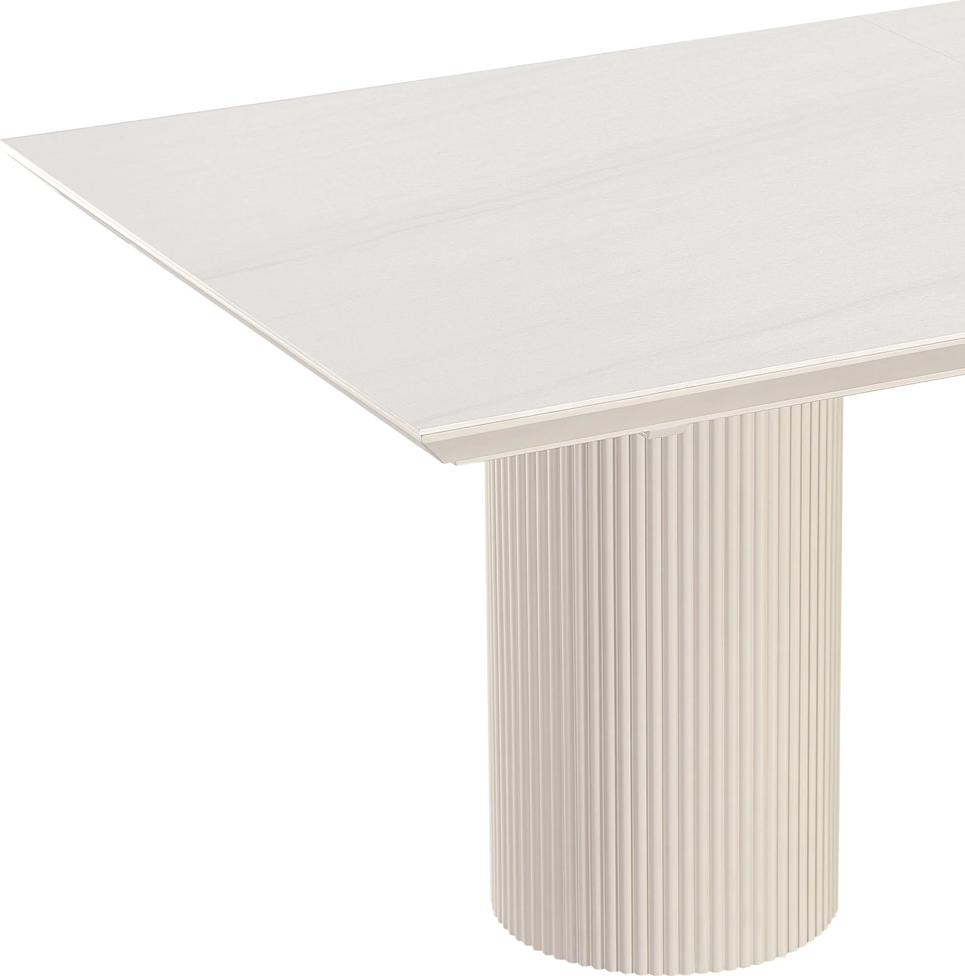 Cannon Sintered Stone/Ivory Double Pedestal Extension Dining Table - Image 8
