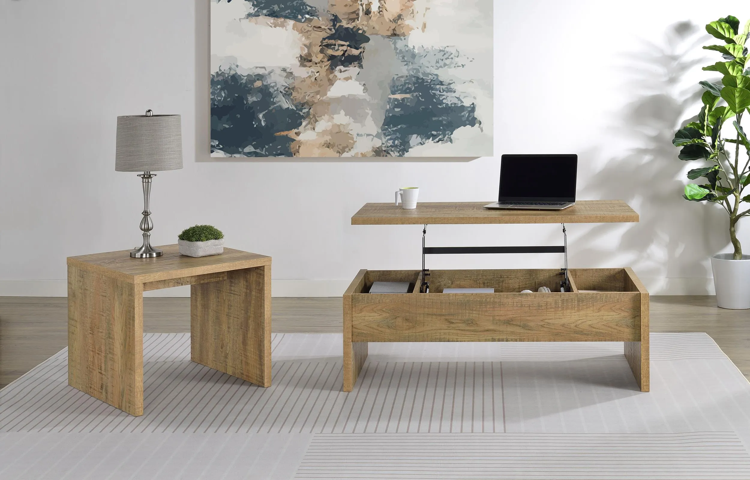 Canoga Mango 2-Piece Lift Top Cocktail Coffee Table Set