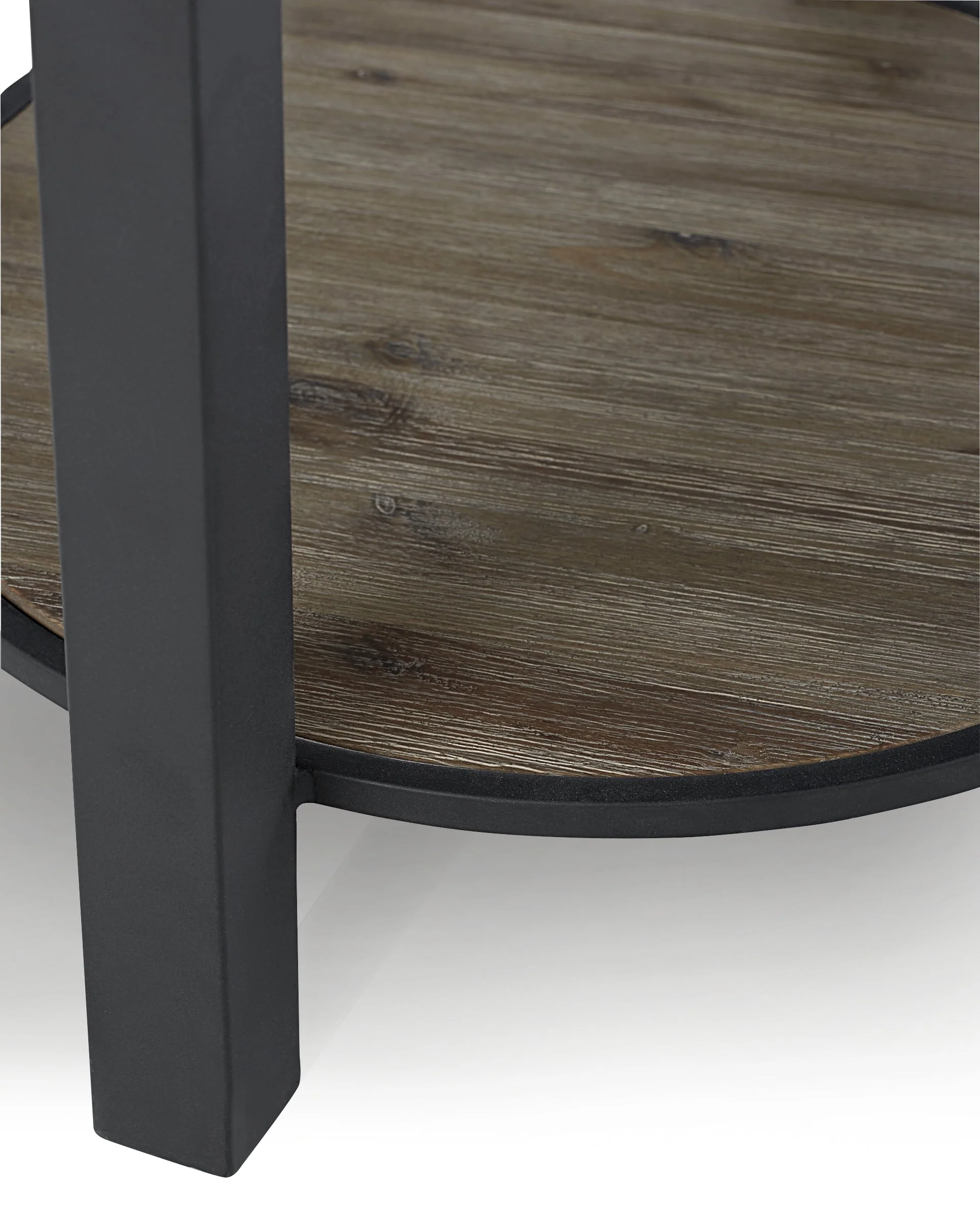 Canyon Solid Wood and Metal Round End Table in Washed Grey - Image 4