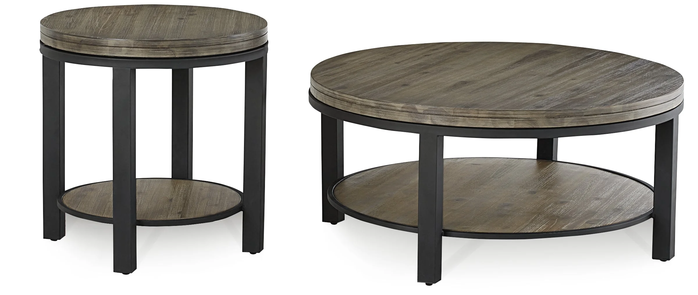 Canyon Solid Wood and Metal Round End Table in Washed Grey - Image 6