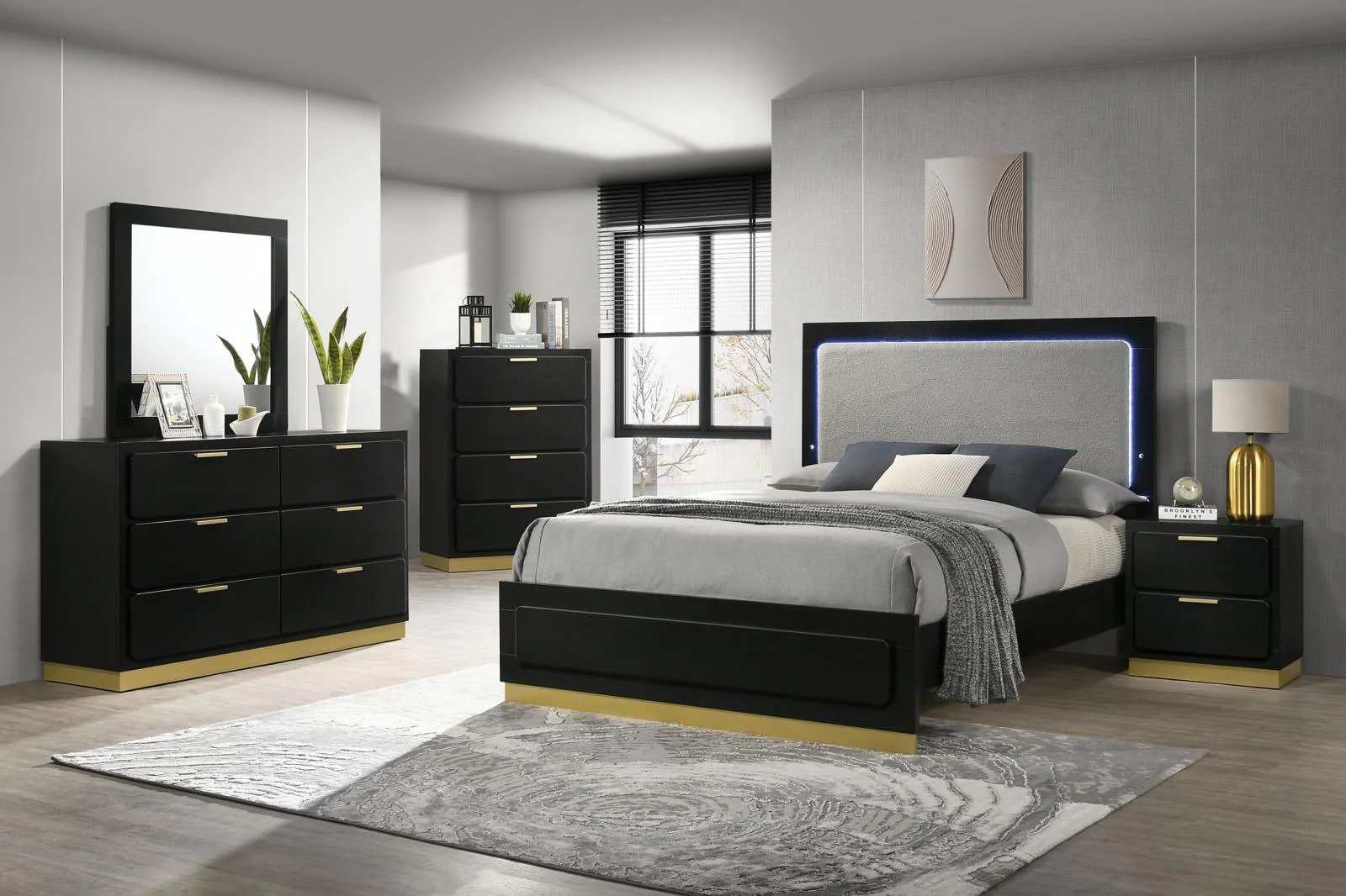 Caraway Black 2-drawer Nightstand Bedside Table - Image 12