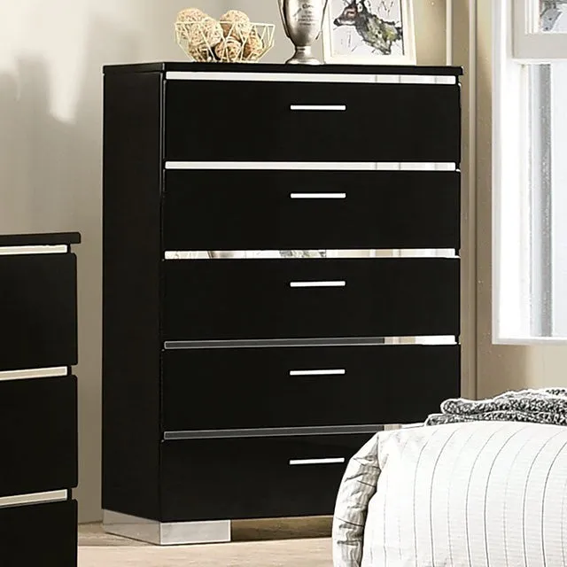 Carlie Black Chrome 5-Piece Queen Bedroom Set - Image 7