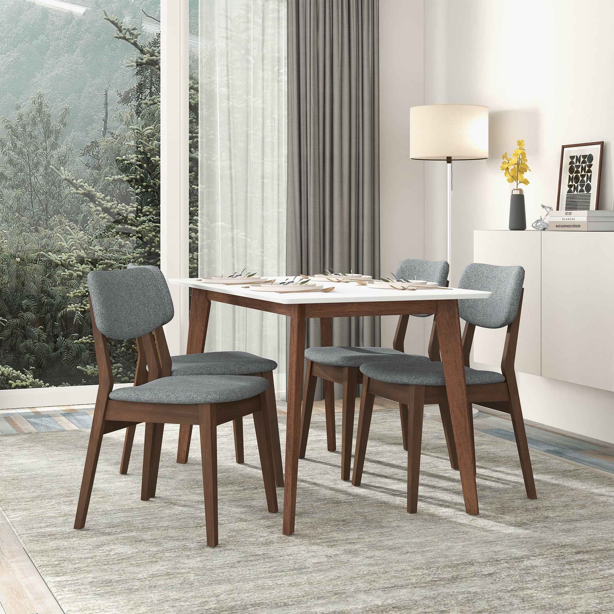 Carlos Dark Grey Fabric Solid Back Side Chair (Set Of 2) - Image 2