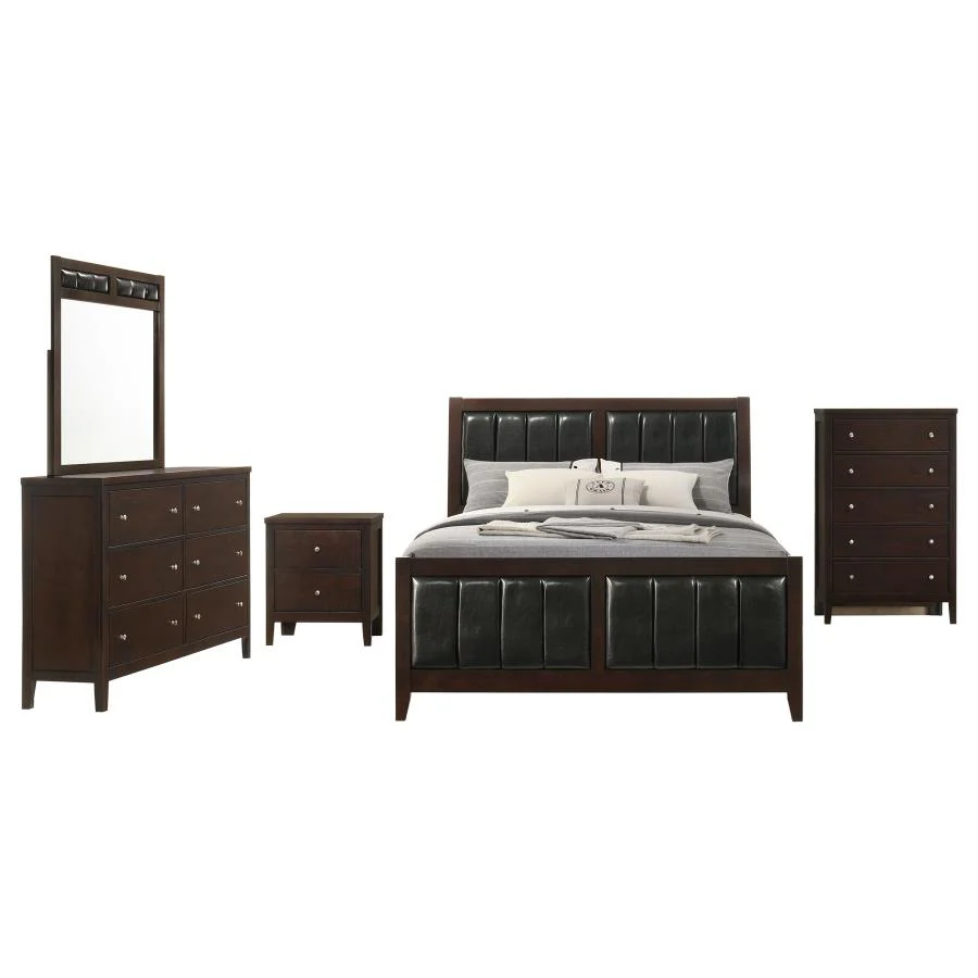 Carlton Cappuccino 5-Piece Queen Bedroom Set with Upholstered Headboard - Image 2